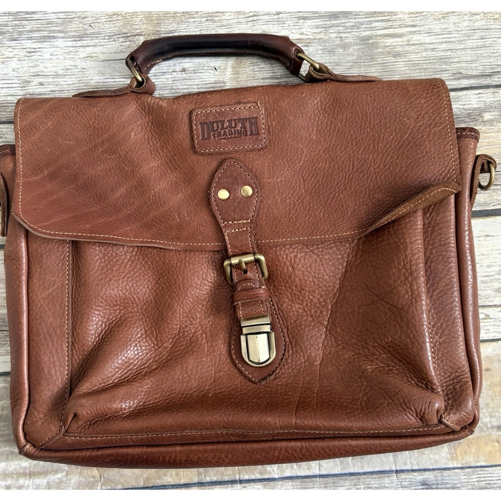 Duluth Lifetime Leather All-Business Briefcase Brown Leather - Picture 2 of 13